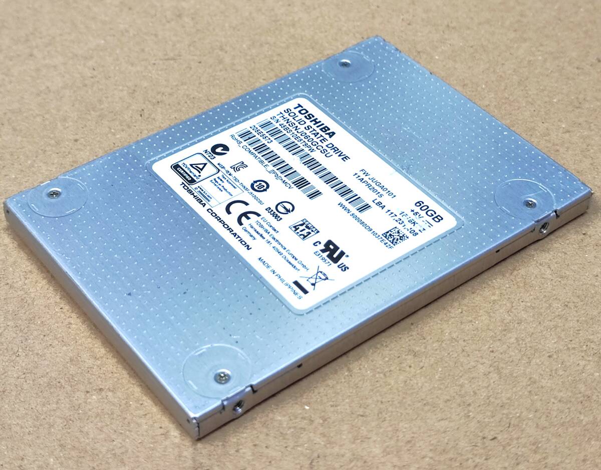 【中古パーツ】2.5インチ SATA SSD 60GB 1台 正常 TOSHIBA THNSNJ060GCSU 使用時間33989H ■SSD7521拍卖