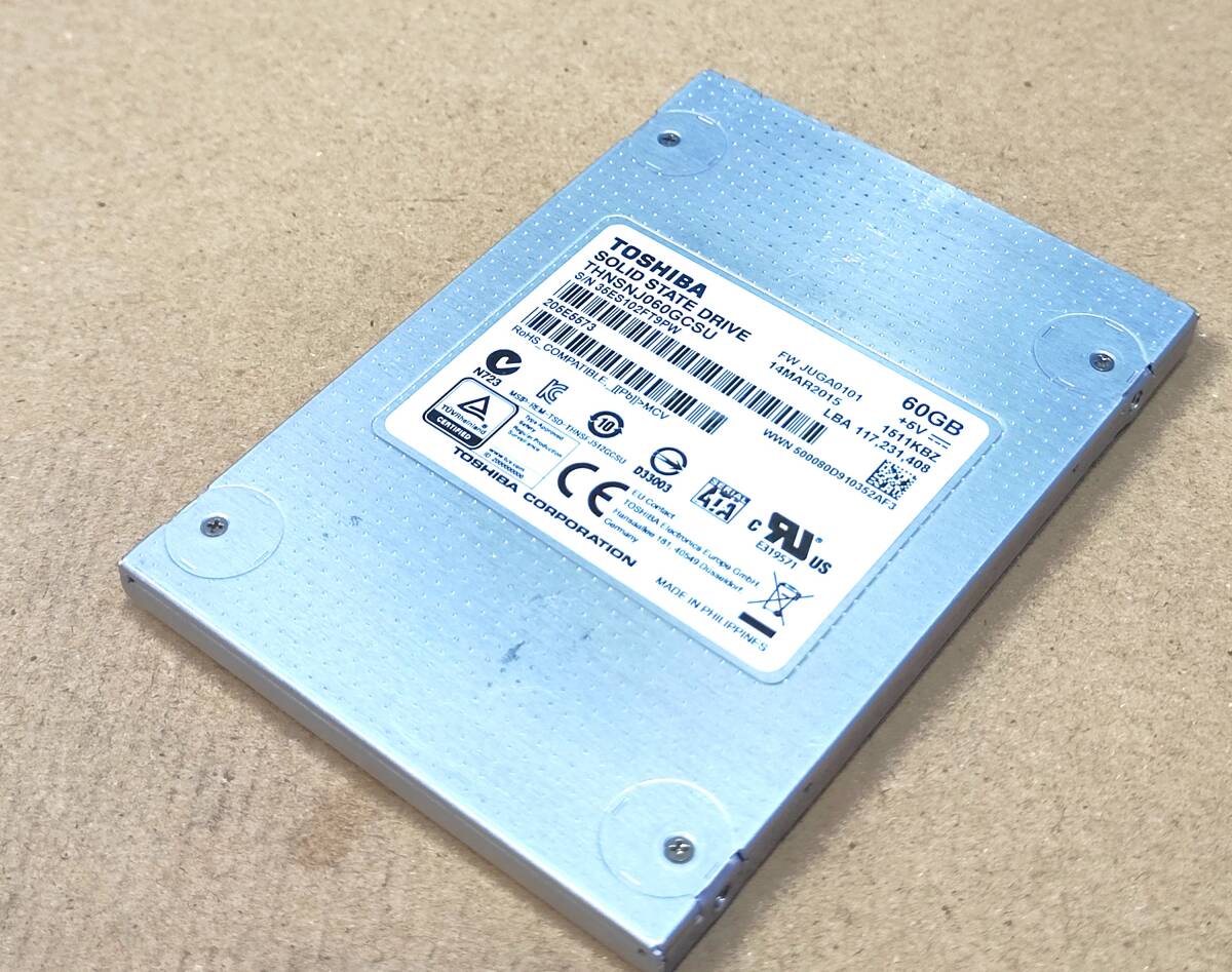 【中古パーツ】2.5インチ SATA SSD 60GB 1台 正常 TOSHIBA THNSNJ060GCSU 使用時間34191H ■SSD7501拍卖