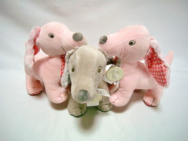 ◆3点セット◆happy Horse ぬいぐるみ◆ダックスフント 犬◆ピンク2点+グレー1点◆拍卖