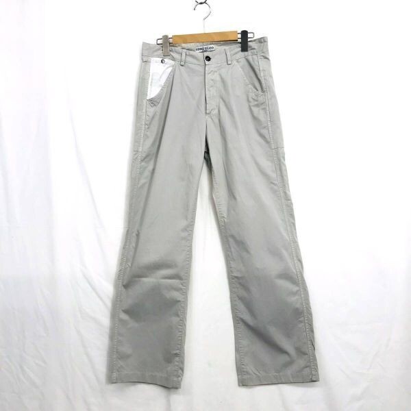 JZ0372★STONE ISLAND : コットンストレートパンツ★48★オフホワイト系 ストーンアイランド拍卖