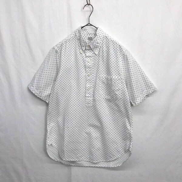 JZ0269★K&TH : ドット柄 ボタンダウンシャツ★14-1/2★白拍卖