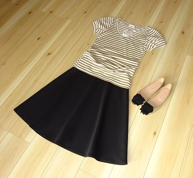 新品未使用 PINCEAU パンソー Tシャツ カットソー ストライプ パフ半袖コットン 綿 38 ベージュ×ホワイト 日本製拍卖