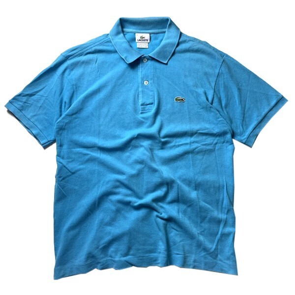 フレンチラコステ! 90s LACOSTE ラコステ フランス 製 企画 ヴィンテージ ワニロゴ 半袖 T ポロシャツ ブルー 水色 4 メンズ 古着 希少拍卖
