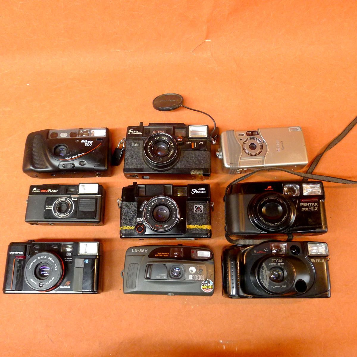 e◆086 ジャンク カメラまとめて9点①FLASH FUJICA AF DATE②OLYMPUS AFL-S③POCKET FUJICA 350 FLASH④NIKON RD 2等/80拍卖