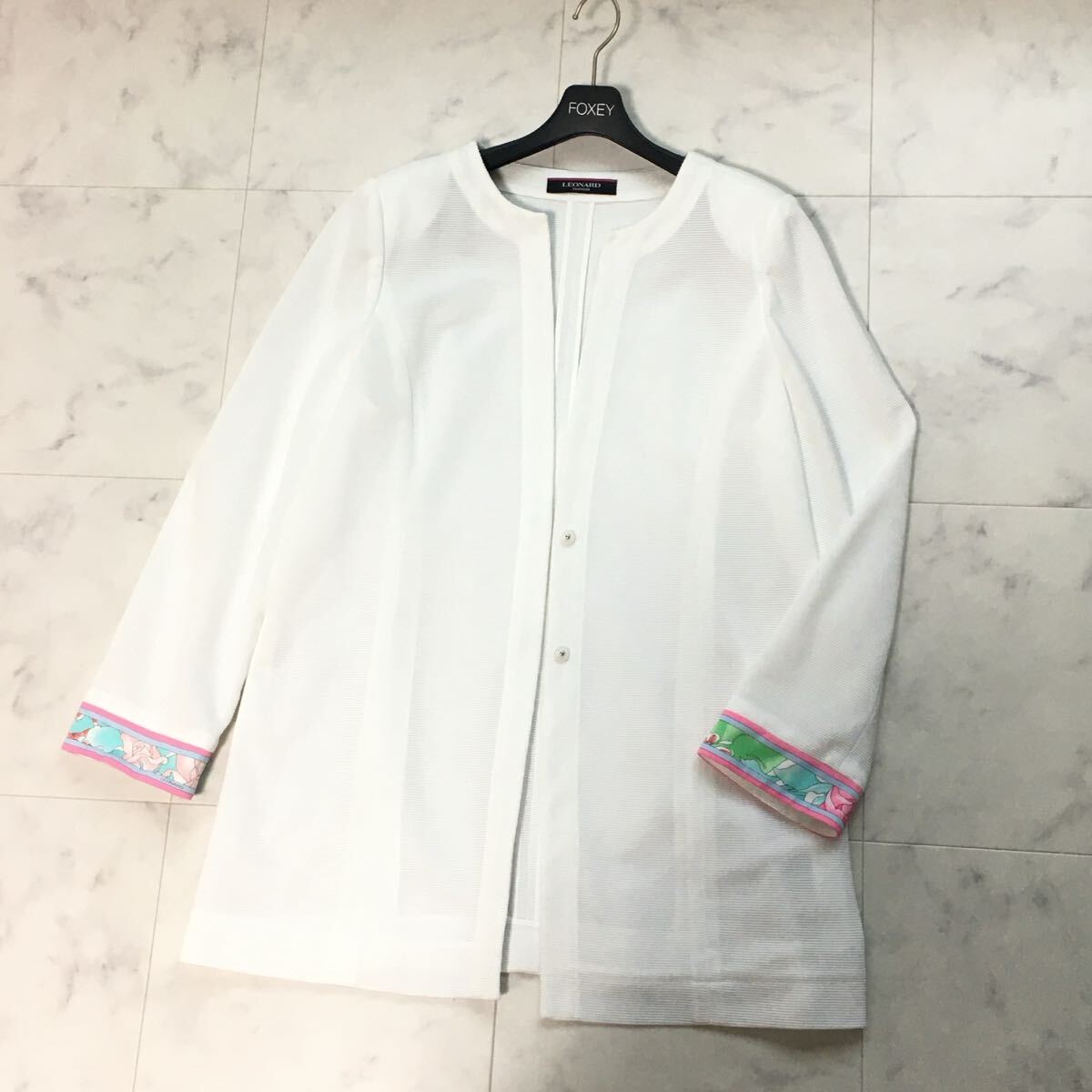 近年美品 LEONARD レオナール メッシュ コート アウター 44 送料無料 クリーニング済拍卖