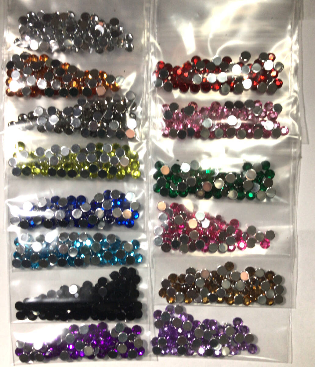 ●5mm● デコ用ストーン 14色セット 100粒 ライン ハンドメイド ネイル キラキラ ビジュー パーツ DIY 工作 セット拍卖