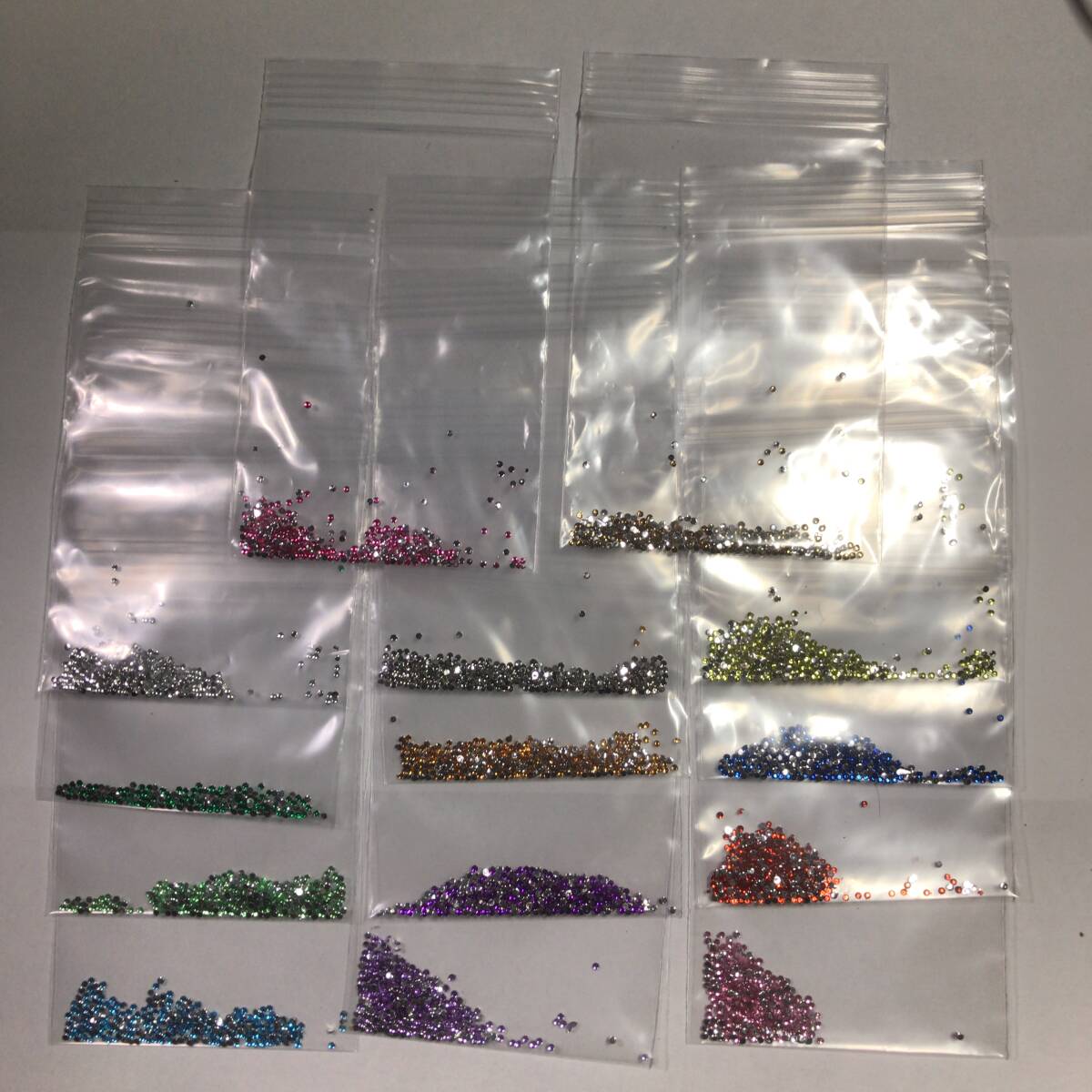 ●1.5mm● デコ用ストーン 14色セット 500粒 ライン ハンドメイド ネイル キラキラ ビジュー パーツ DIY 工作 セット拍卖