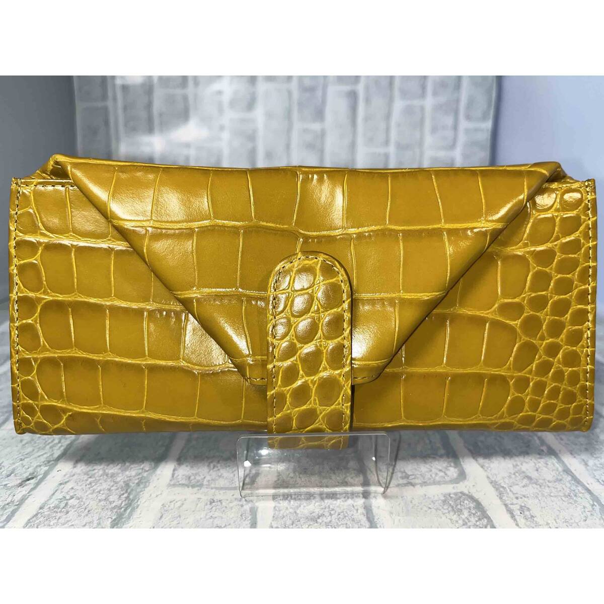 イタリアレザー 長財布 長財布 ギャルソンウォレット マスタードイエロー クロコダイル拍卖