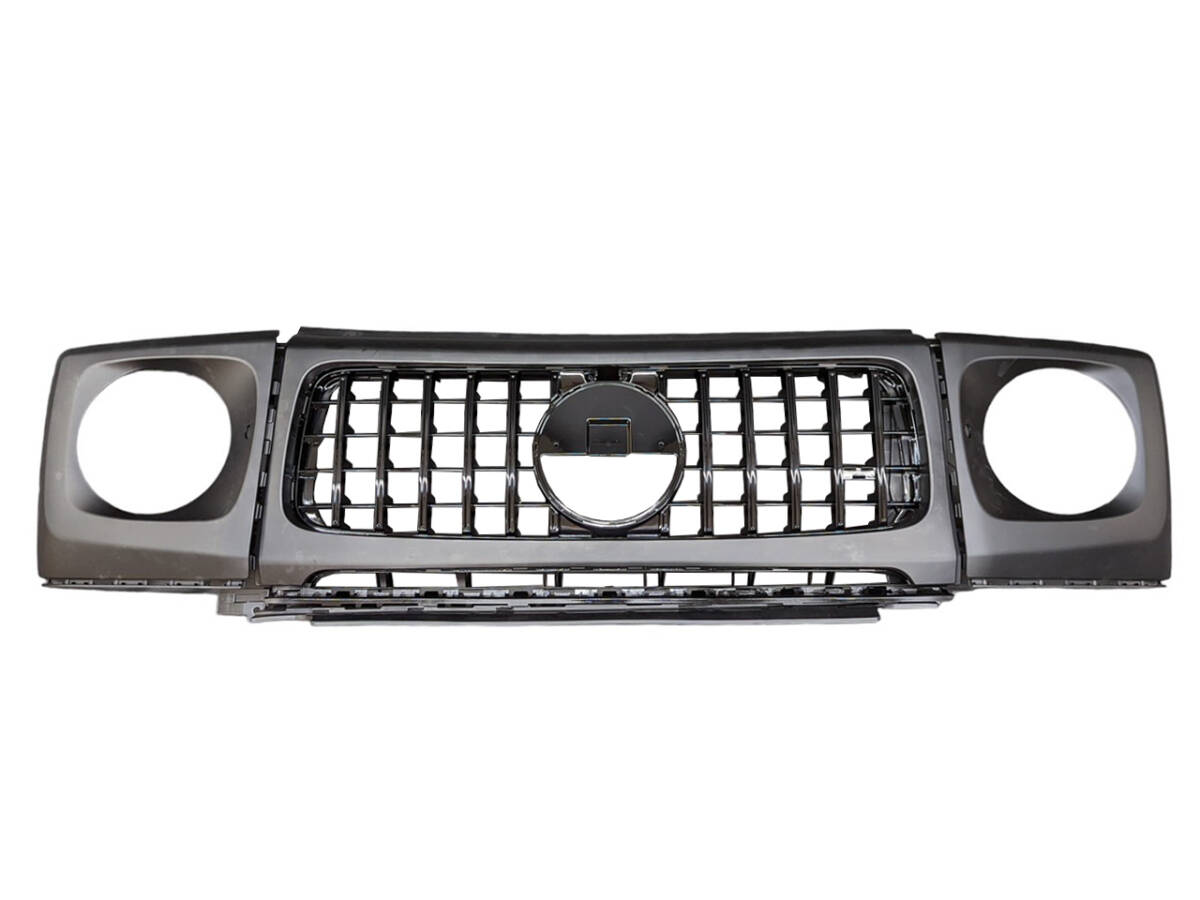 明日着 W463A W464 フロントグリル ヘッドライトカバー G63type 未塗装 ブラックフィン ベンツ Gクラス 即納 カスタム エアロパーツ 外装拍卖