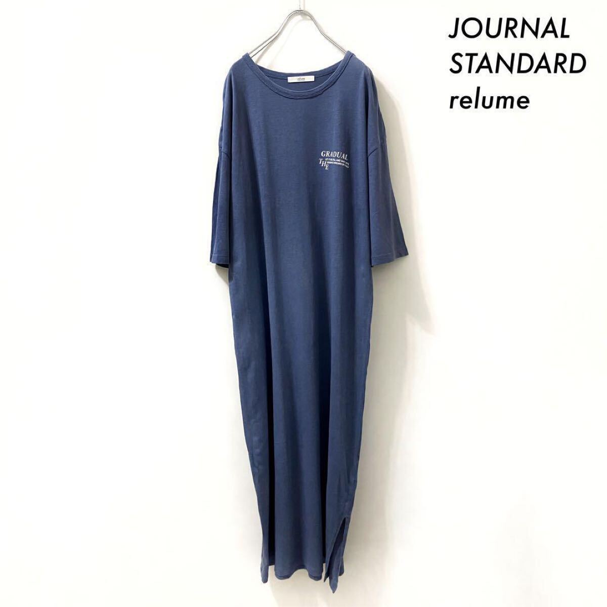【送料無料】JOURNAL STANDARD relume★半袖 Tシャツワンピース ネイビー 紺拍卖
