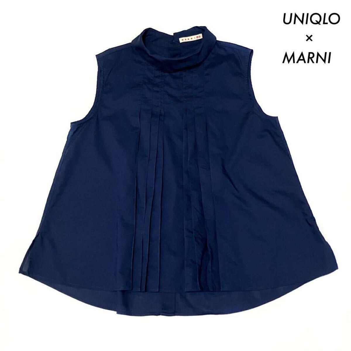 【送料無料】UNIQLO ユニクロ★MARNI マルニ ノースリーブブラウス ネイビー 紺 Mサイズ拍卖