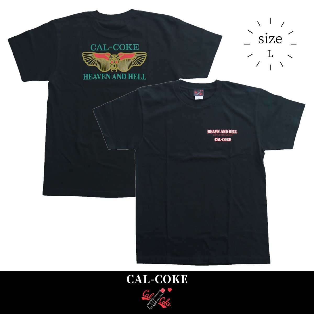 Tシャツ HEAVEN AND HELL サイズL CAL-COKE ロカビリーファッション ブランド メンズ 半袖拍卖