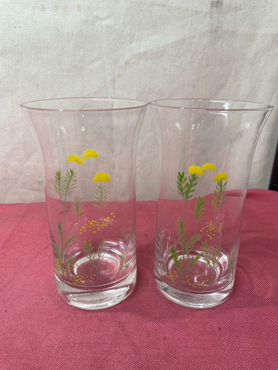 昭和レトロ レトロ 花柄 コップ グラス ガラスコップ 2個セット とーわひ060206拍卖