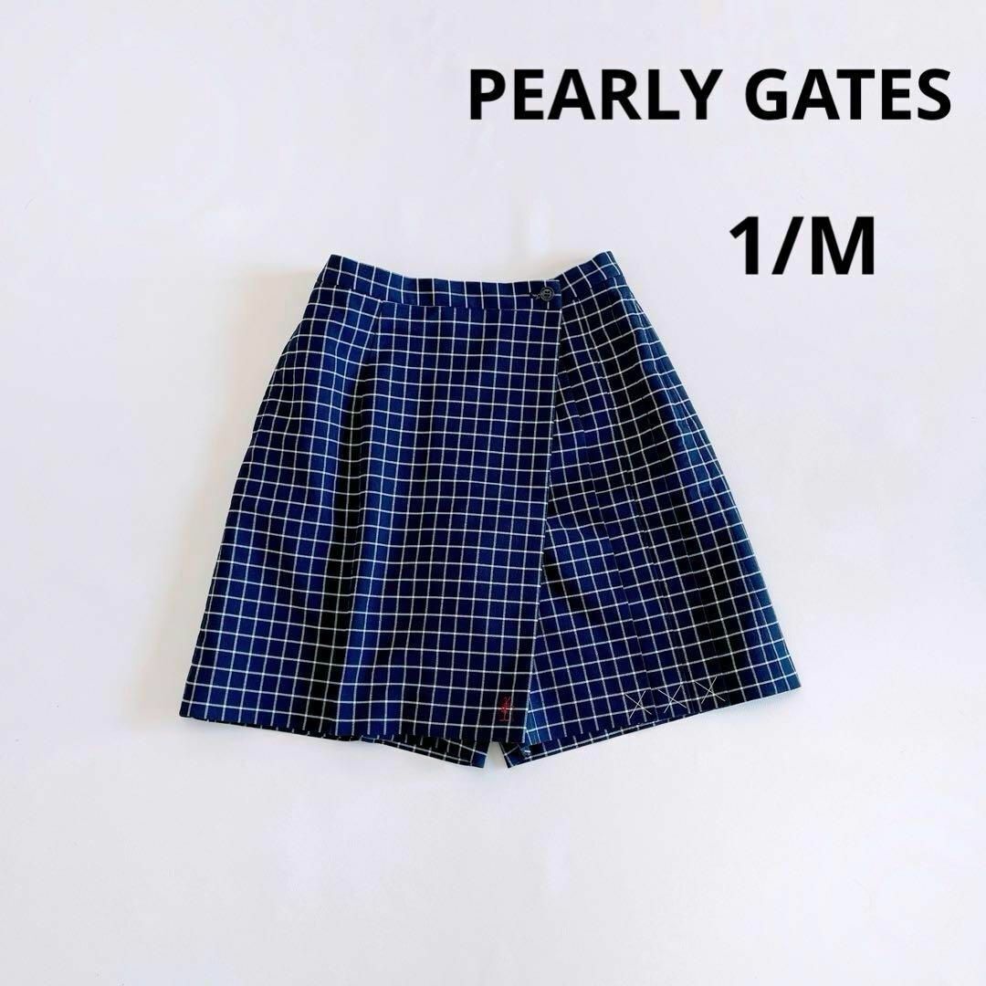 未使用 パーリーゲーツ M ラップスカート風キュロット ネイビー PEARLY GATES PG拍卖