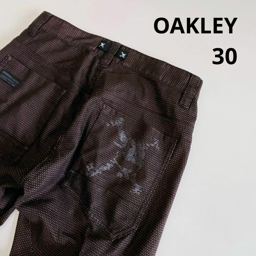 オークリー ロングパンツ 30/S スカル ゴルフ メンズ ブラウン系 総柄拍卖