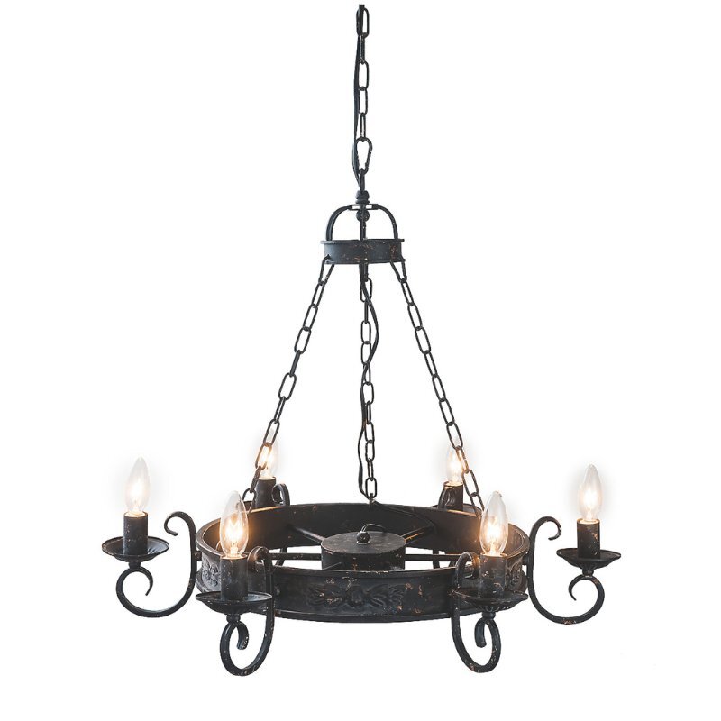 6灯 シャンデリア ブラック 黒 デザイン ペンダント 照明 ランプ ロートアイアン アンティーク 店舗 おしゃれ拍卖