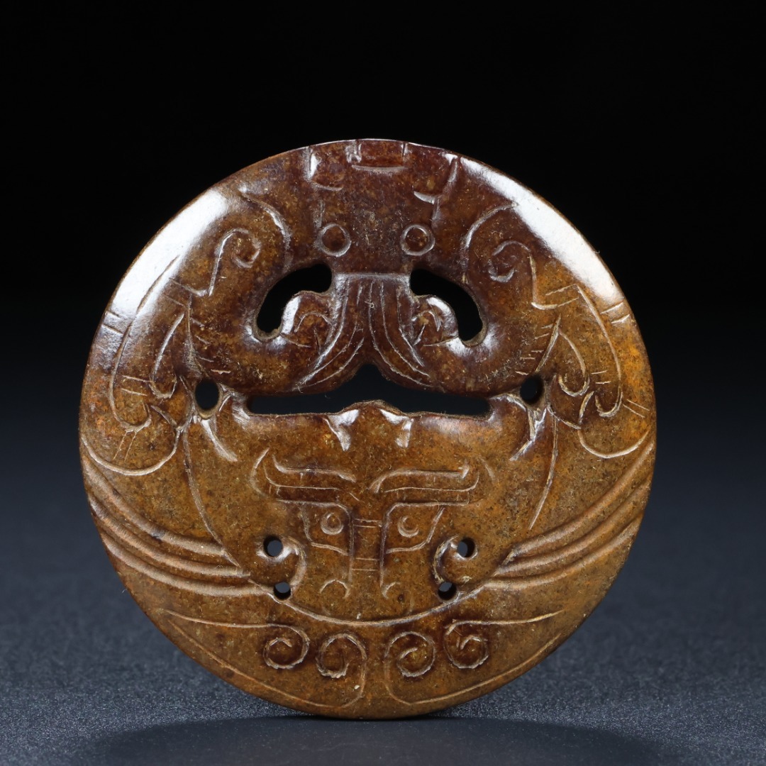 旧蔵 清 玉彫 和田玉 玉璧 極細工 中国古玩 骨董品 古美味 206-16拍卖