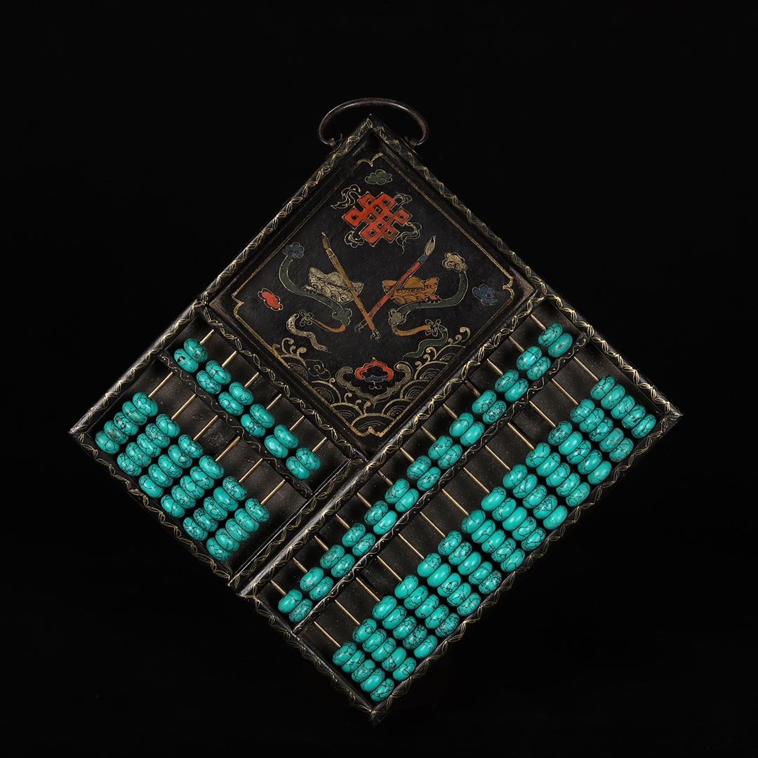 旧蔵 清 木胎彩繪漆器 帳房方掛屏算盤 極細工 中国古玩 骨董品 古美味 206-29拍卖