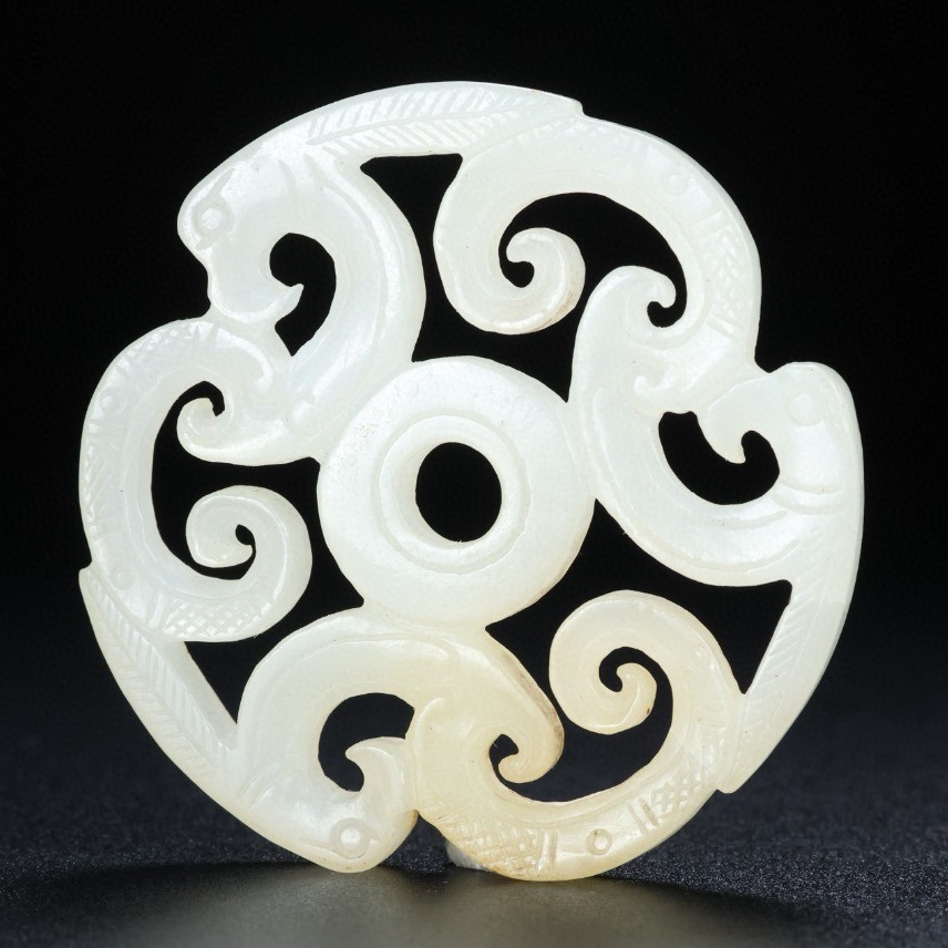 旧蔵 清 和田玉 玉璧 玉彫 極細工 中国古玩 骨董品 古美味 206-16拍卖