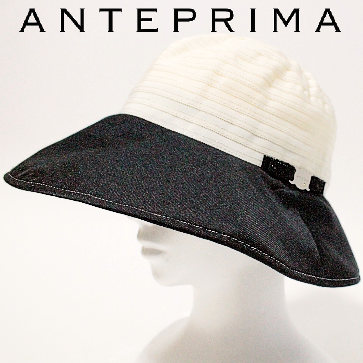 新品 アンテプリマ サマーシールド生地使用 遮熱・遮光・UV対策 ロゴチャーム バケットハット M(57.5cm)白系 K5253拍卖