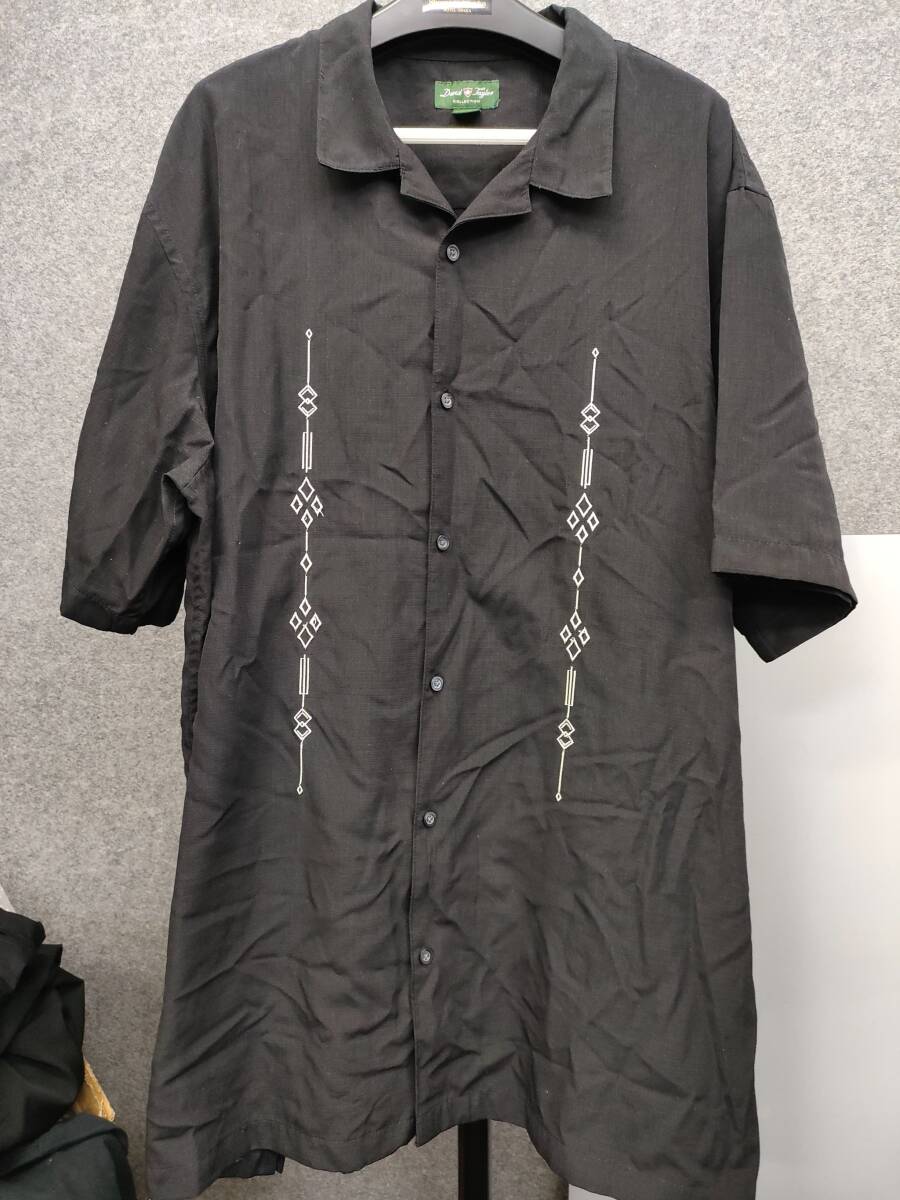 ★David Taylor デヴィットテイラー 半袖シャツ オープンカラー シャツ 黒 サイズ2XL拍卖