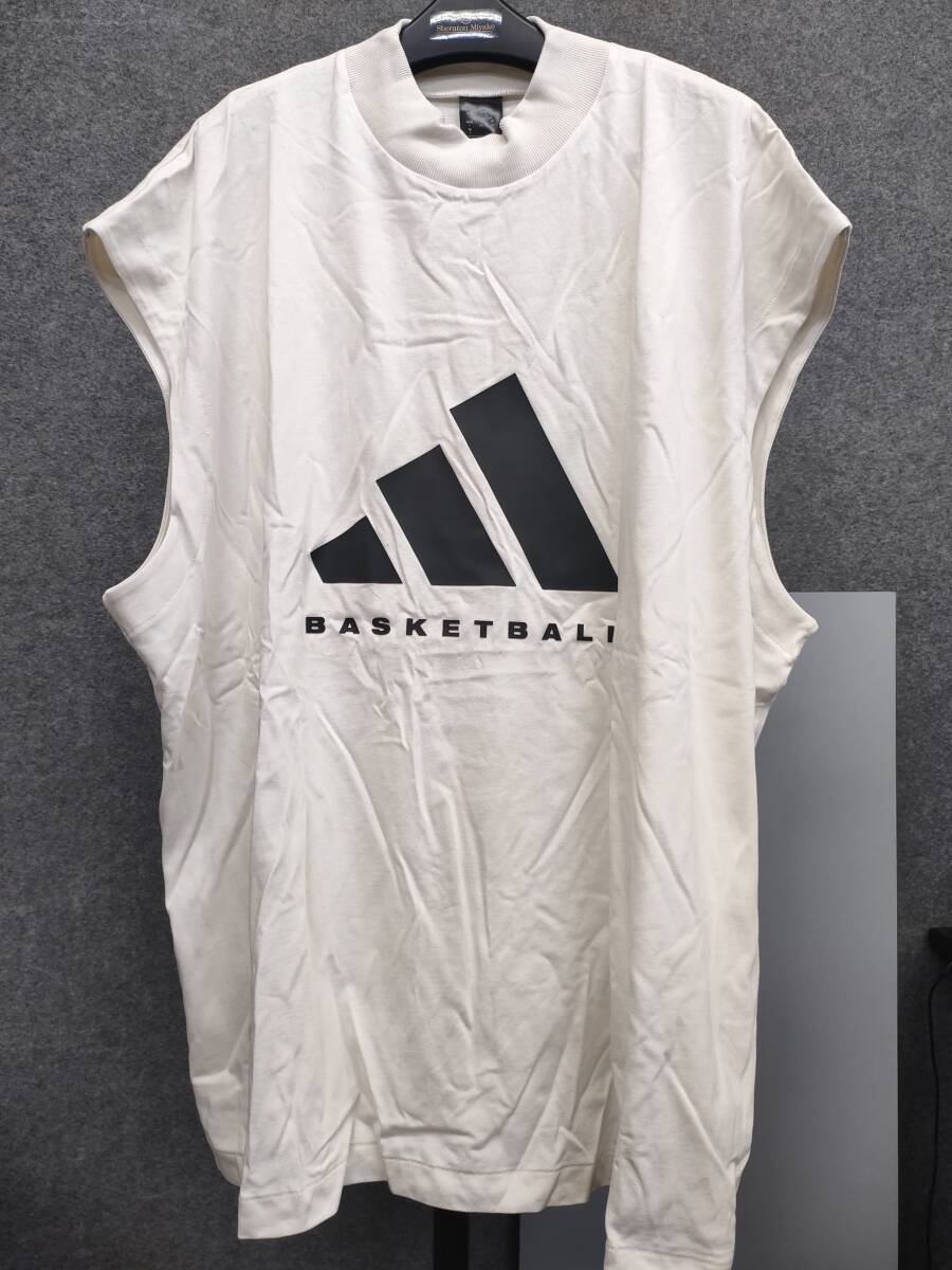 ★adidas アディダス バスケットボール ノースリーブTシャツ 白 ホワイト サイズ2XL拍卖