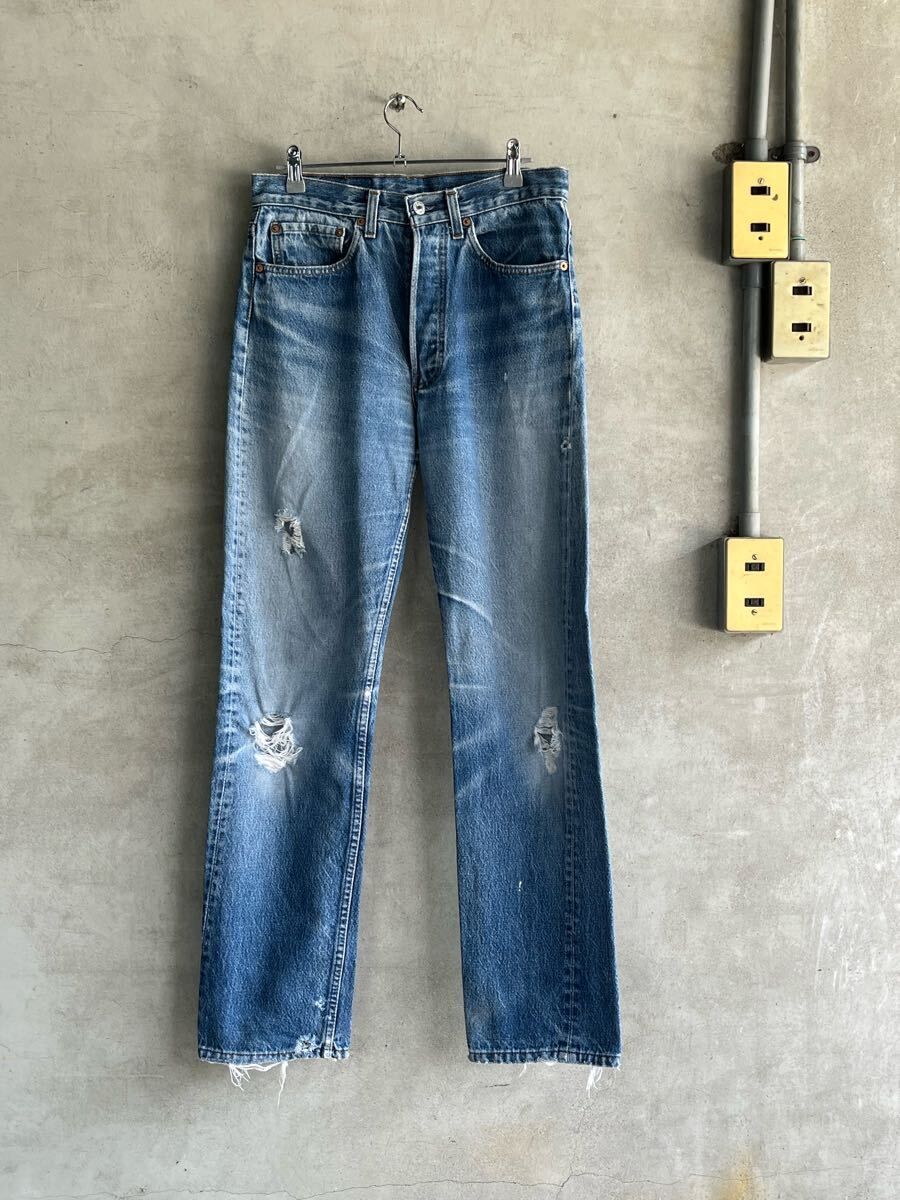 80s 80年代 89年 levis リーバイス 501xx USA製 ビンテージ デニムパンツ ボタン裏522 ヒゲ ハチノス フェード クラッシュ 古着 色落ち w32拍卖