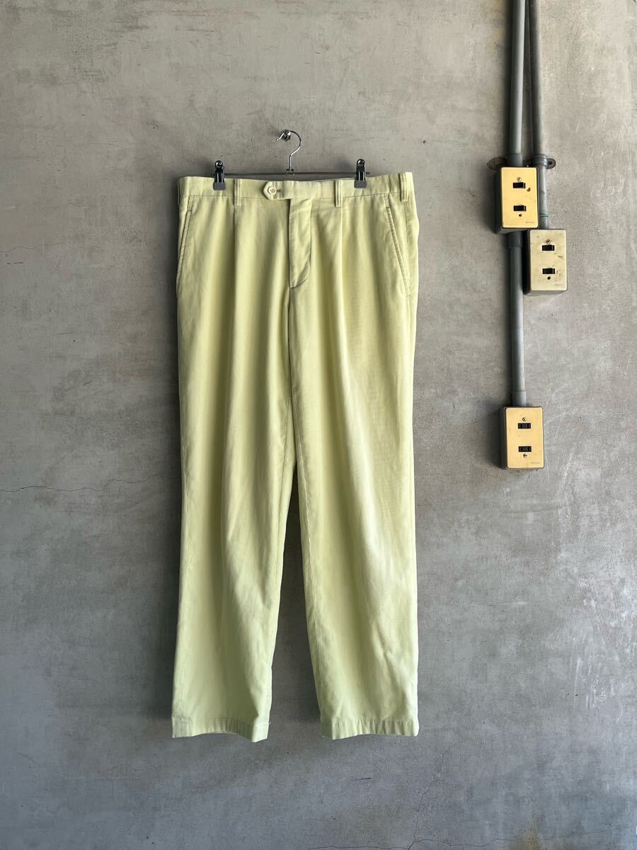 00s 2000年代 ORMEZZANO オルメザーノ イタリア コーデュロイ タック スラックス パンツ パステル ネオンカ グリーン 古着 ピケ ストレート拍卖