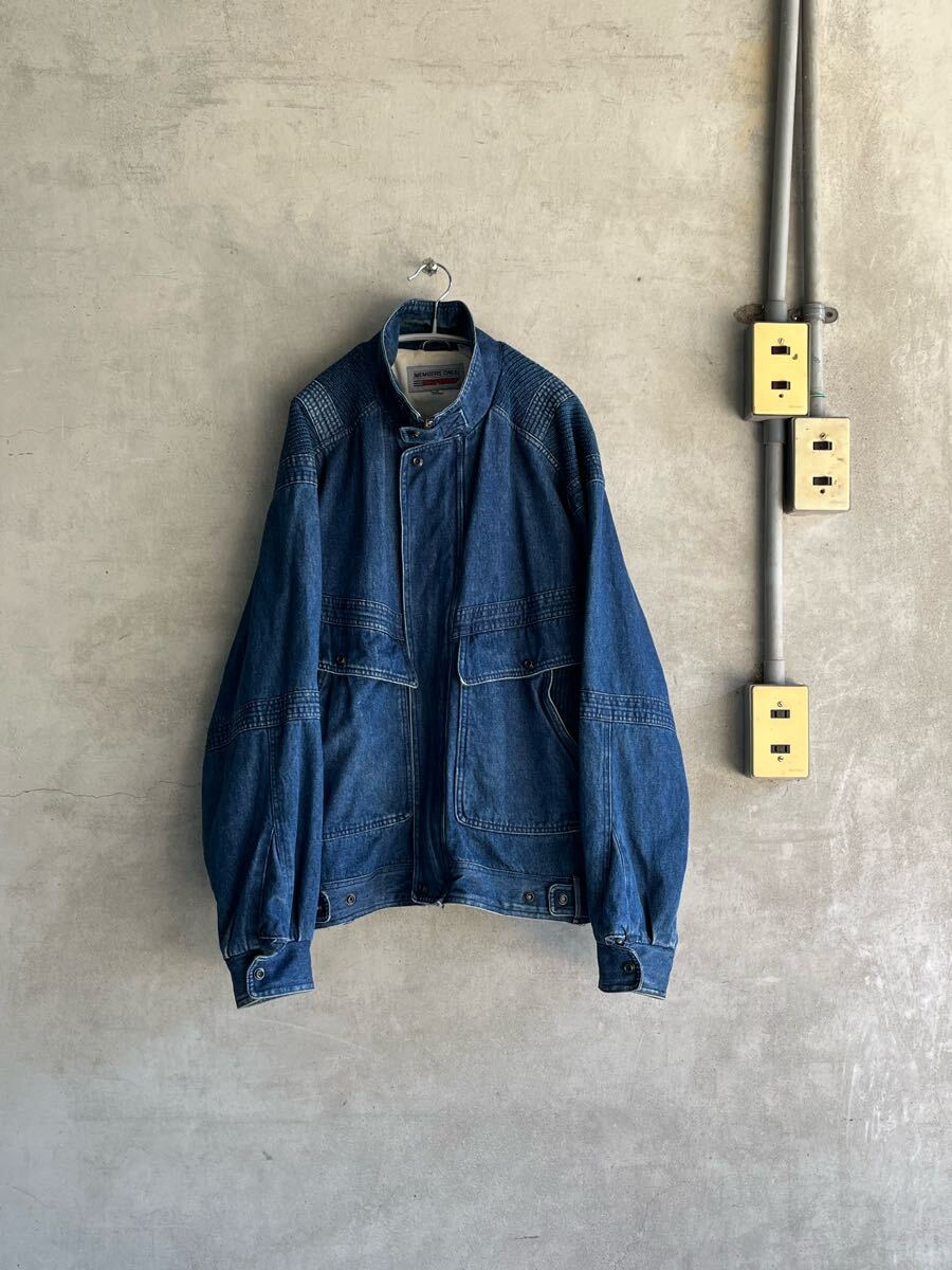 90s 90年代 MEMBERS ONLY メンバーズオンリー ビンテージ デニム ブルゾンジャケット XL インディゴ ビッグサイズ 古着 リブ 濃紺 真紺拍卖