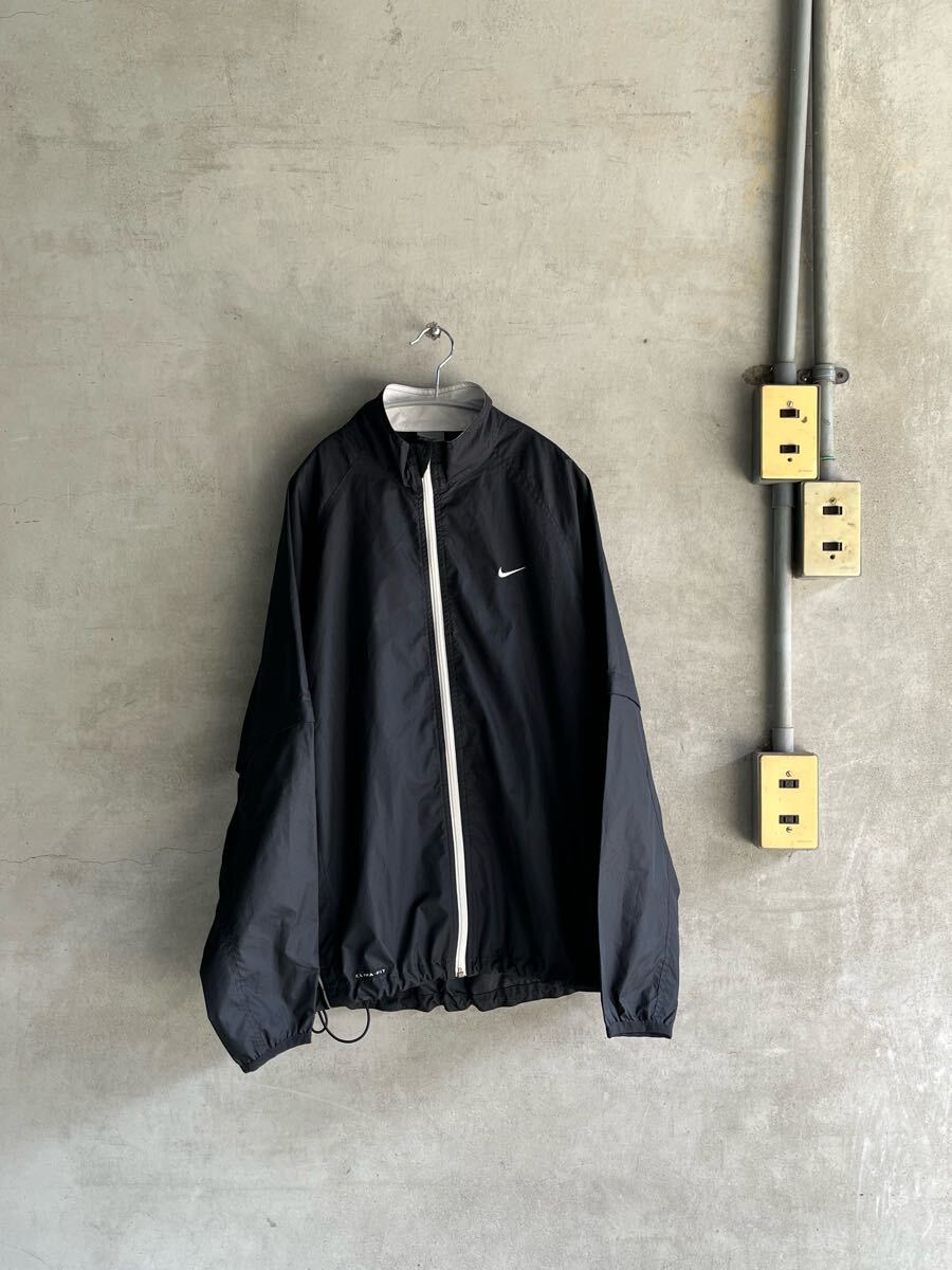00s 2000年代 NIKE ナイキ CLIMAFIT クライマフィット 2way 長袖 半袖 トラックジャケット ロゴ ワンポイント L 古着 ブラック ストリート拍卖