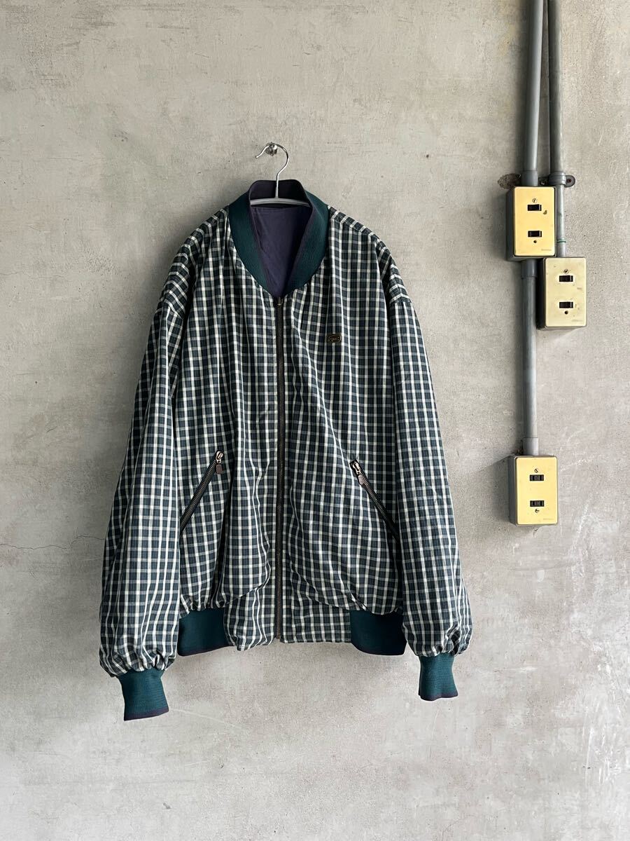 70s 70年代 80s 80年代 ビンテージ ラコステ LACOSTE リバーシブル ジャケット チェック ブルゾン 無地 ビッグサイズ オリジナル 古着 拍卖