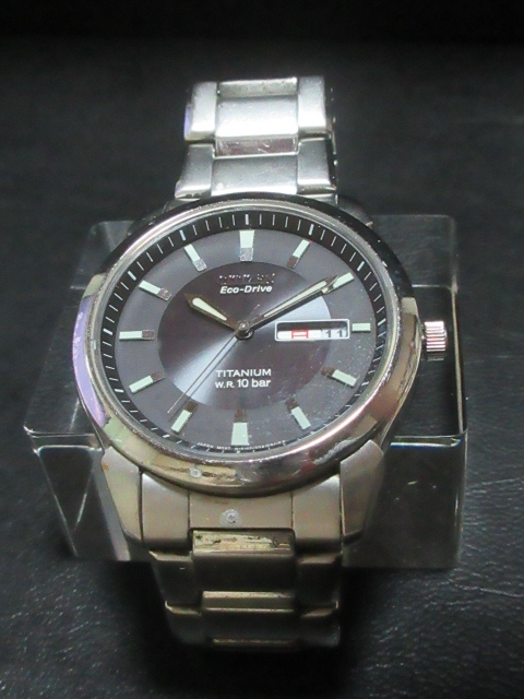 【送料無料】★シチズン・エコドライブ・デイデイト・チタニウムベース★腕時計★Citizen/Titanium★中古/骨董/ビンテージ/昭和レトロ★拍卖