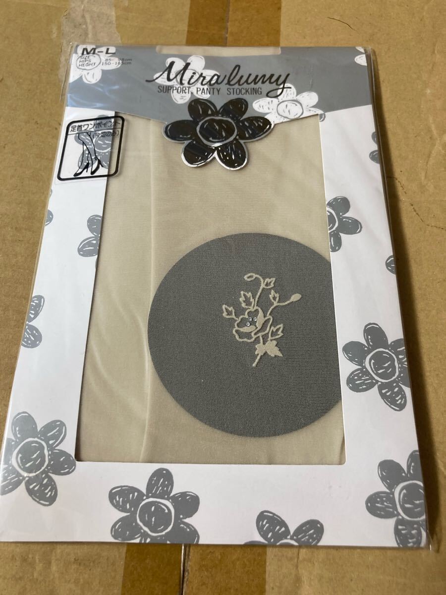 miralumy support panty stocking 足首ワンポイント 花柄 ナチュラルベージュ サポート パンティストッキング パンスト タイツ 拍卖