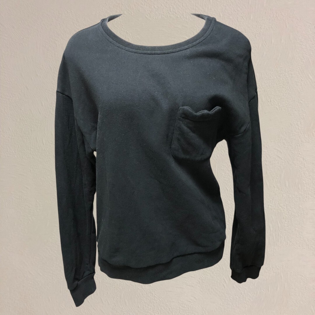 セン Cen. チューリップトレーナー 長袖 スウェット 日本製 M 黒 あ拍卖