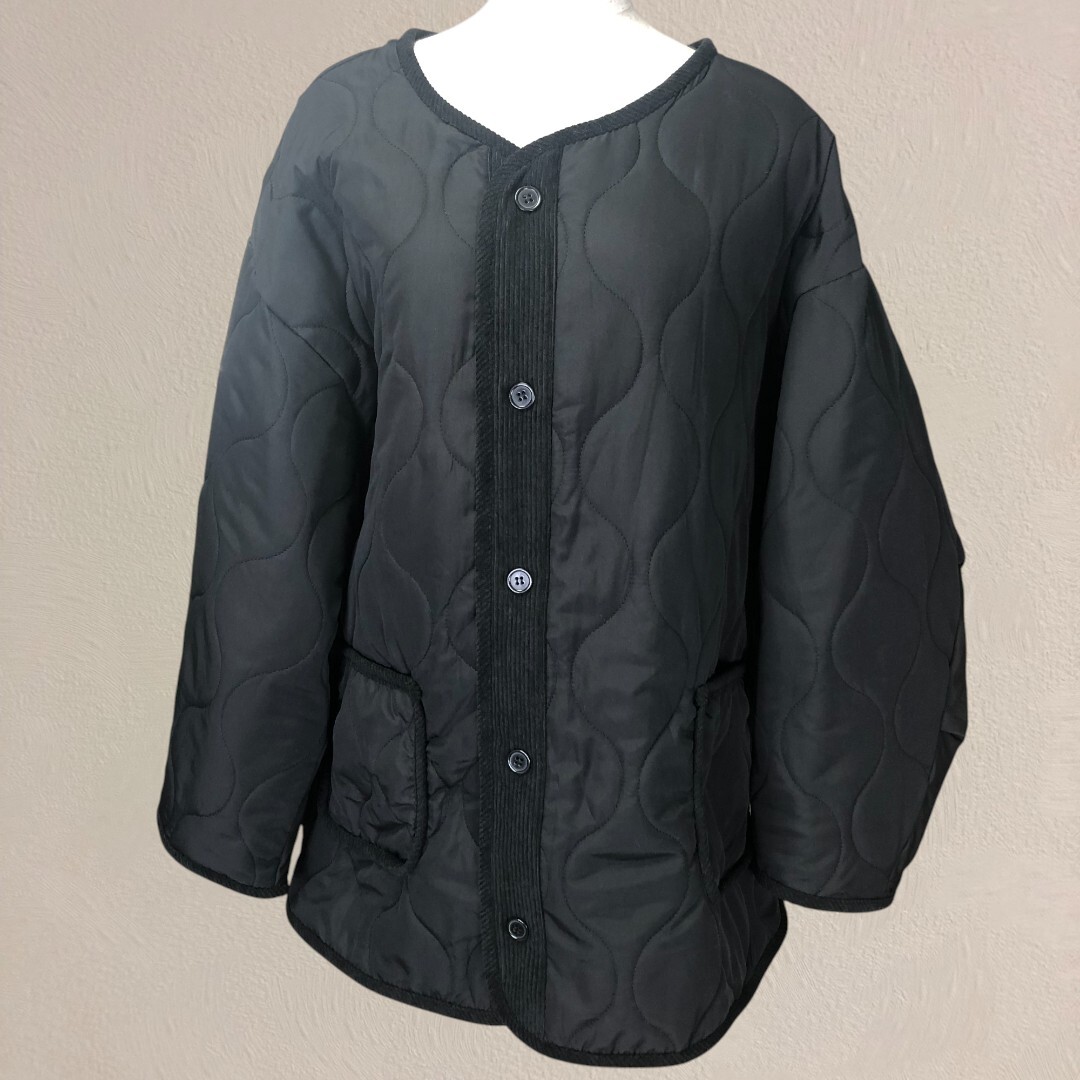 【美品】フラッシュブルー 3L位迄 中綿入り キルティングジャケット 黒拍卖