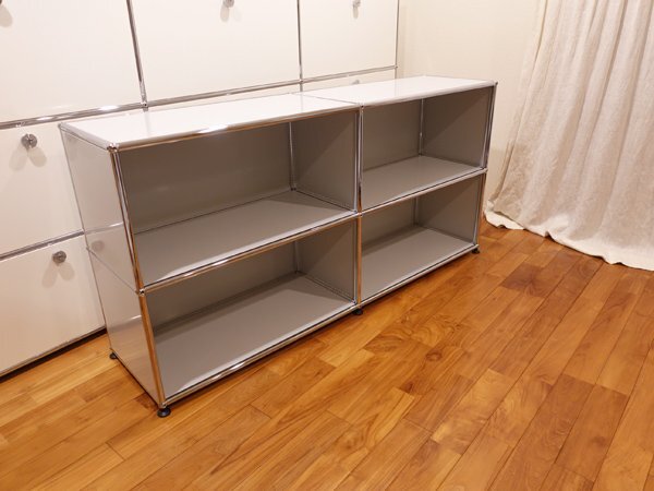 美品●USMハラー●haller●2列2段●前面オープンユニット●ライトグレー●ディスプレイラック●店舗什器●インダストリアル●工業系拍卖