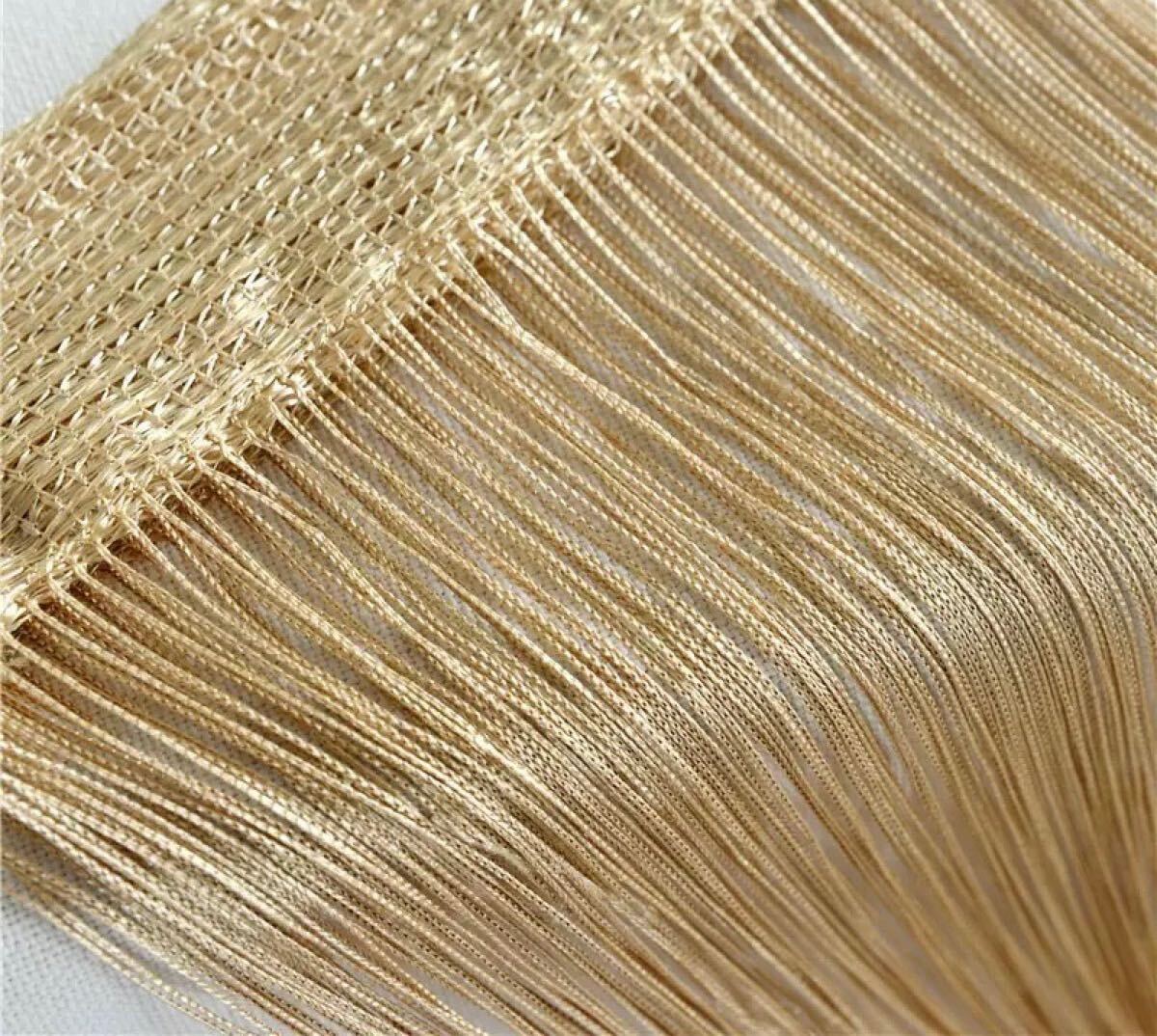 紐のれん ストリングカーテン ロング丈 長さ調節 カーテン (ゴールド)拍卖