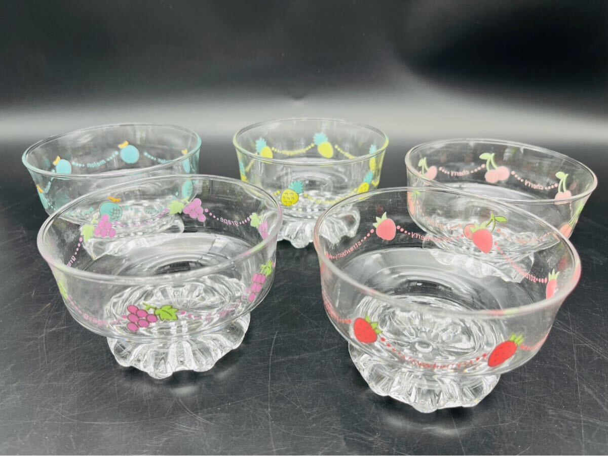東洋ガラス アイスクリームカップ 7個 フルーツ柄 美品拍卖