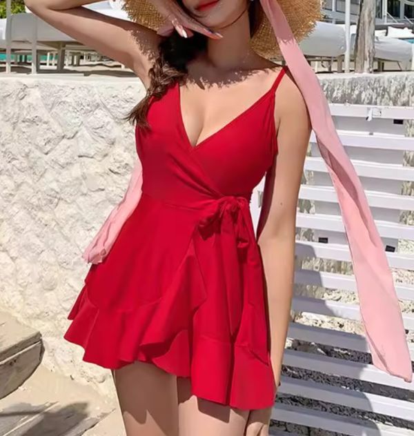 ★★★ レディース 水着 ワンピース ミニスカート サイドリボン GX59拍卖