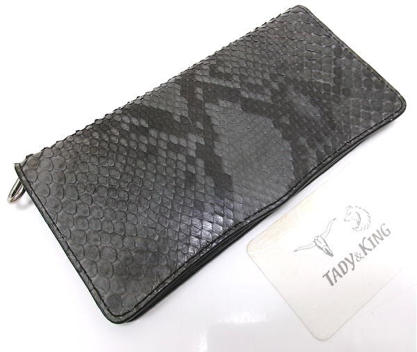 新品★TADY&KING タディーアンドキング★パイソン ロングウォレット 長財布★グレー 蛇革拍卖