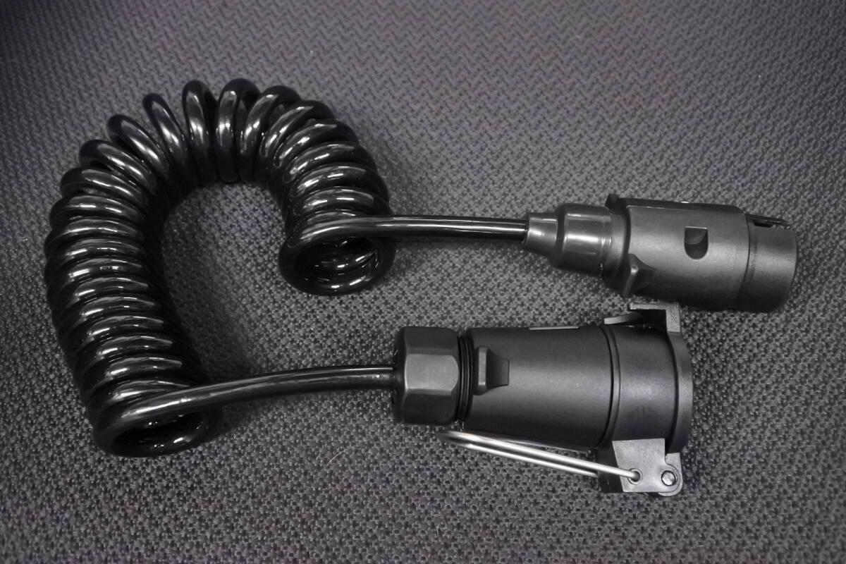 ★コイル式 7極 ジャンパー ケーブル/スパイラルケーブル コイルトレーラー 電源ケーブル 延長 牽引 キャンピングカー トレーラー 新品★拍卖