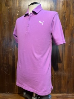 K459 メンズ ポロ シャツ PUMA プーマ 鹿の子 パープル 紫 ロゴ シンプル ゴルフ / M 全国レターパック配送拍卖