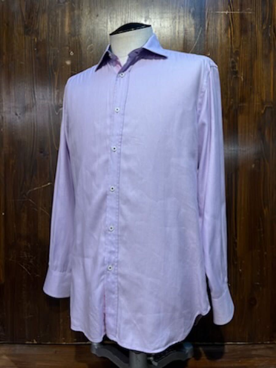 L548 メンズ シャツ ZARA MAN ザラ 長袖 シンプル パープル ワイシャツ アメカジ カジュアル 古着 / M レターパック発送拍卖