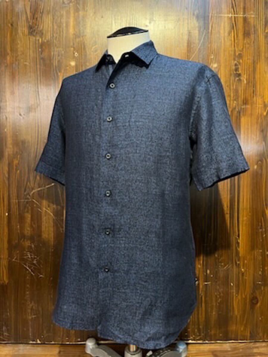 L547 メンズ シャツ LANVIN COLLECTION ランバン 半袖 柄 ネイビー アメカジ カジュアル 古着 / M レターパック発送拍卖