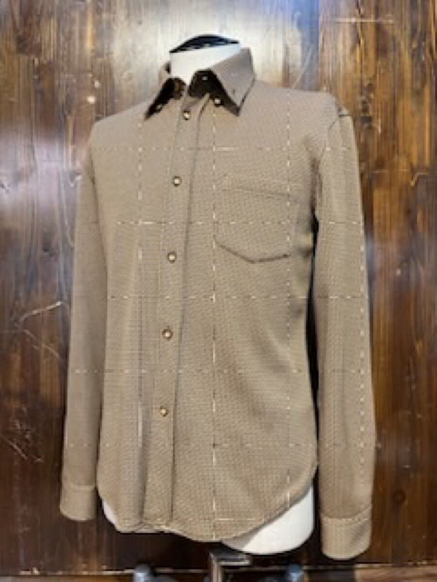 L430 メンズ シャツ PPFM ピーピーエフエム 長袖 チェック レトロ Y2K 個性的 ポリシャツ カジュアル 古着 / F レターパック発送拍卖