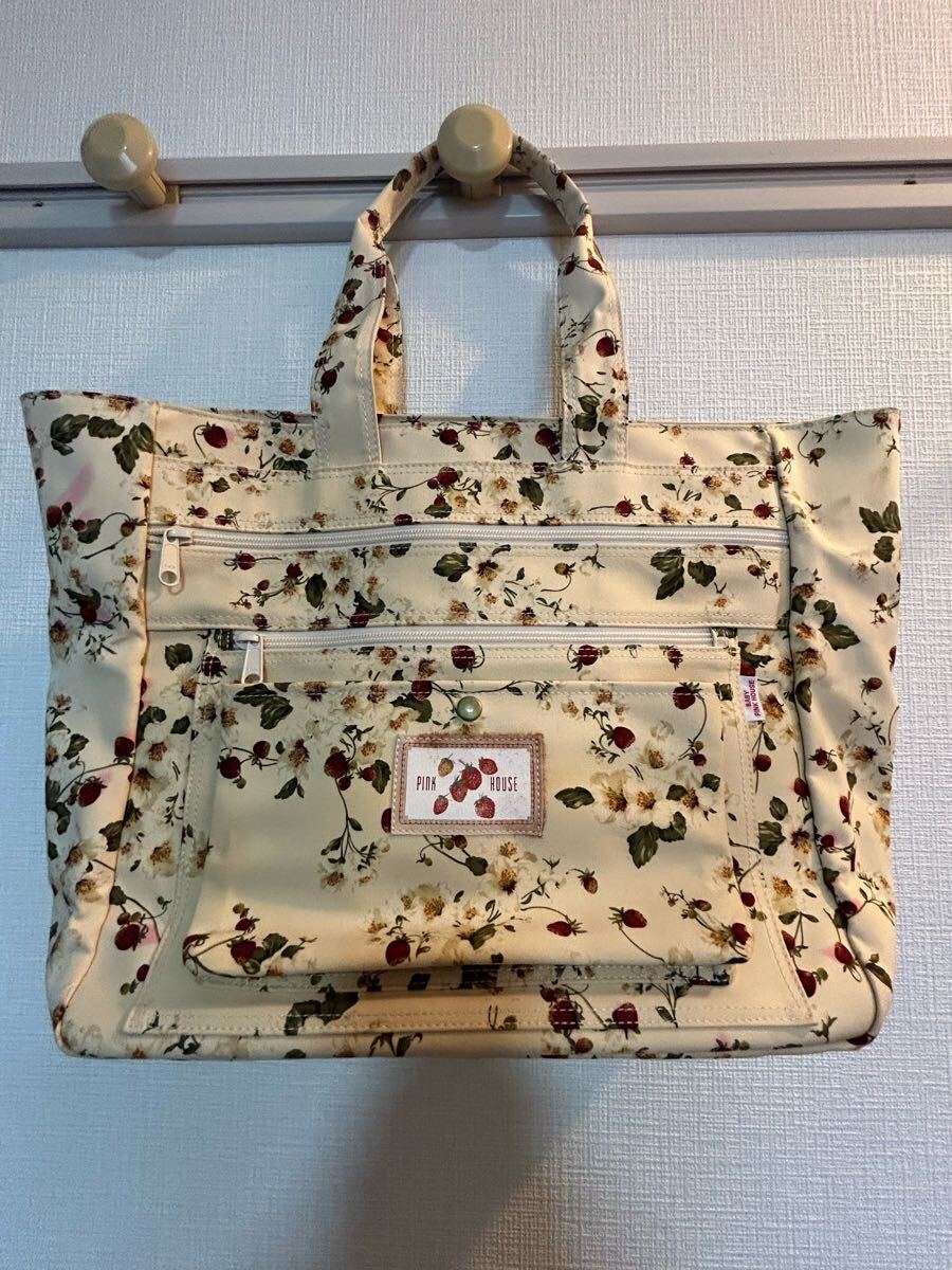 ピンクハウス トートバッグ ベビーピンクハウス ビニールトートバッグ 花柄 いちご柄 大容量 ナイロン かばん カバン 拍卖