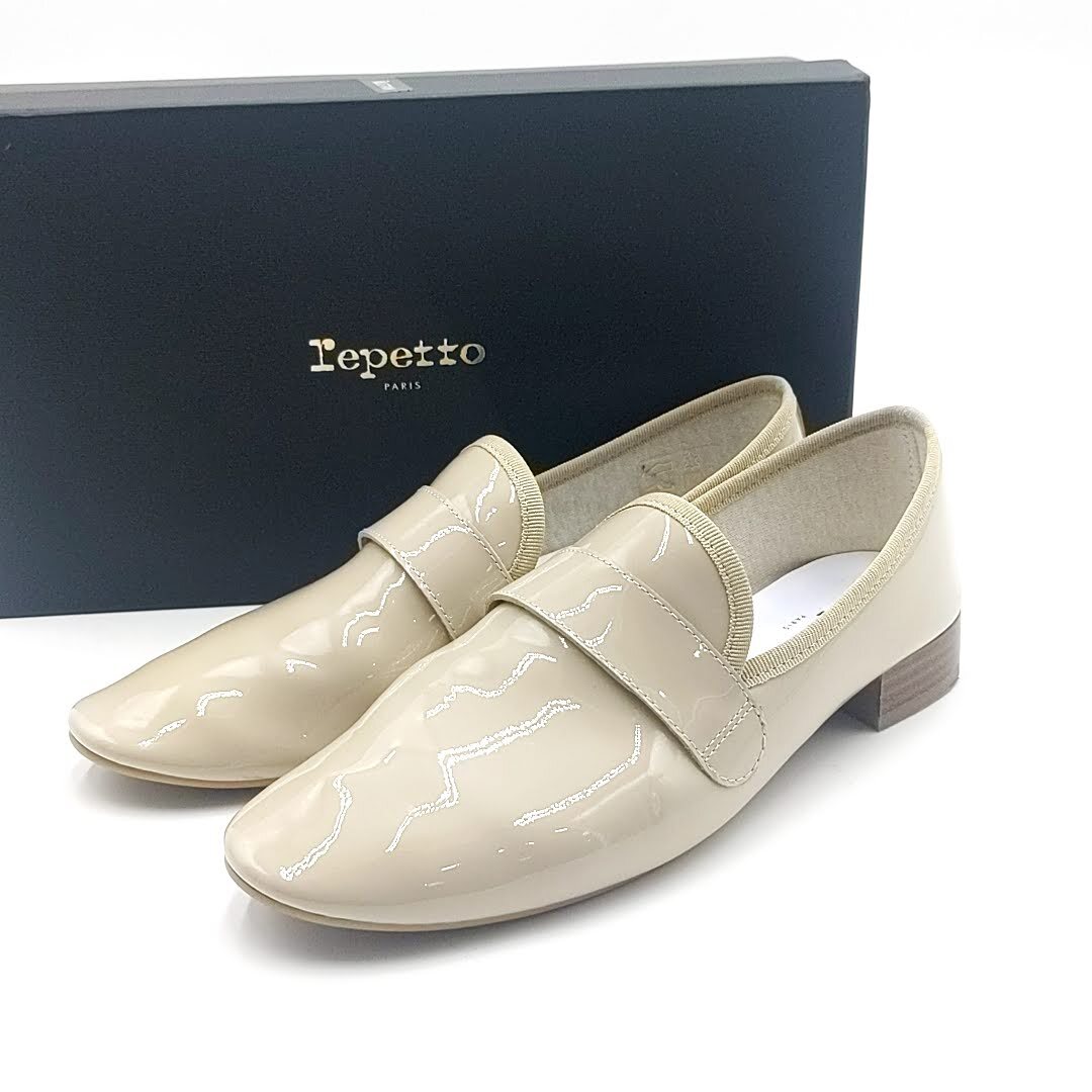 送料無料 美品 レペット repetto パンプス シュ-ズ エナメル パテントレザー 仏製 フランス製 38 1/2 レディース拍卖