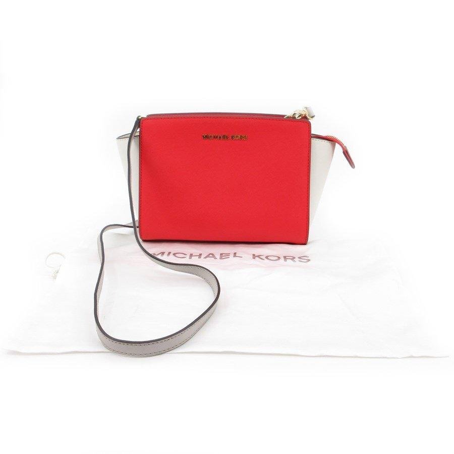 送料無料 マイケルコース MICHAEL KORS ショルダーバッグ バイカラー セルマ SELMA レザー レッド系 レディース拍卖