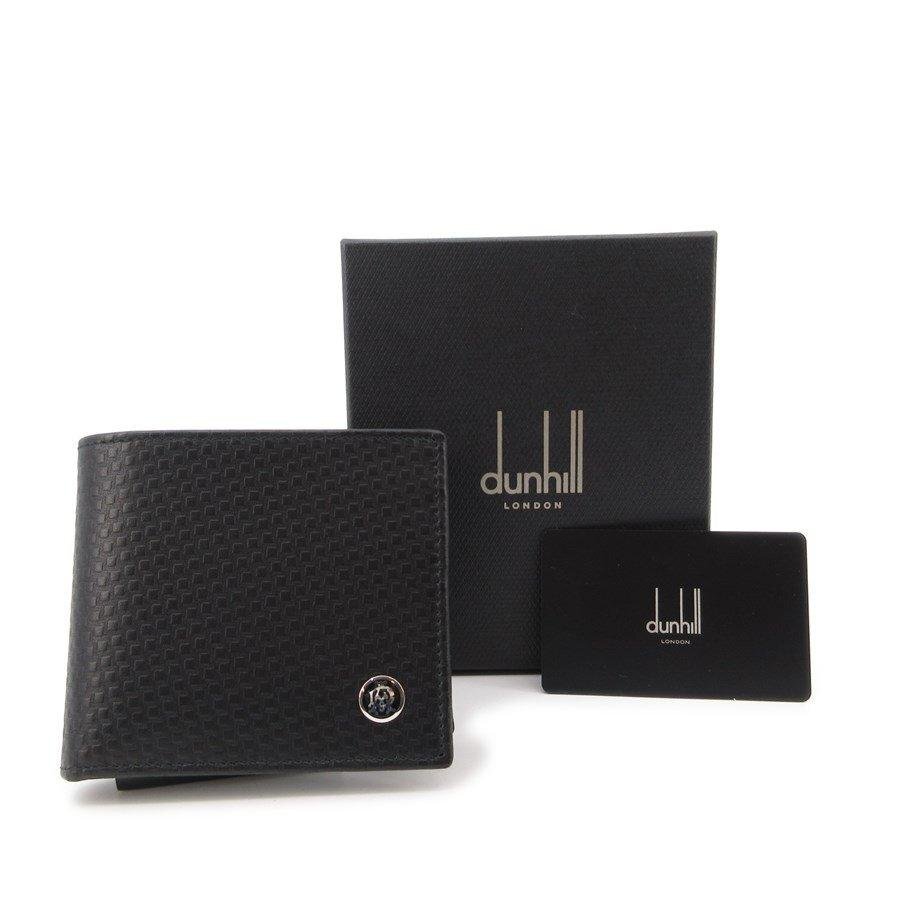 送料無料 超美品 ダンヒル dunhill 財布 二つ折り マイクロディーエイト D-EIGHT レザー 黒 ブラック系 メンズ拍卖