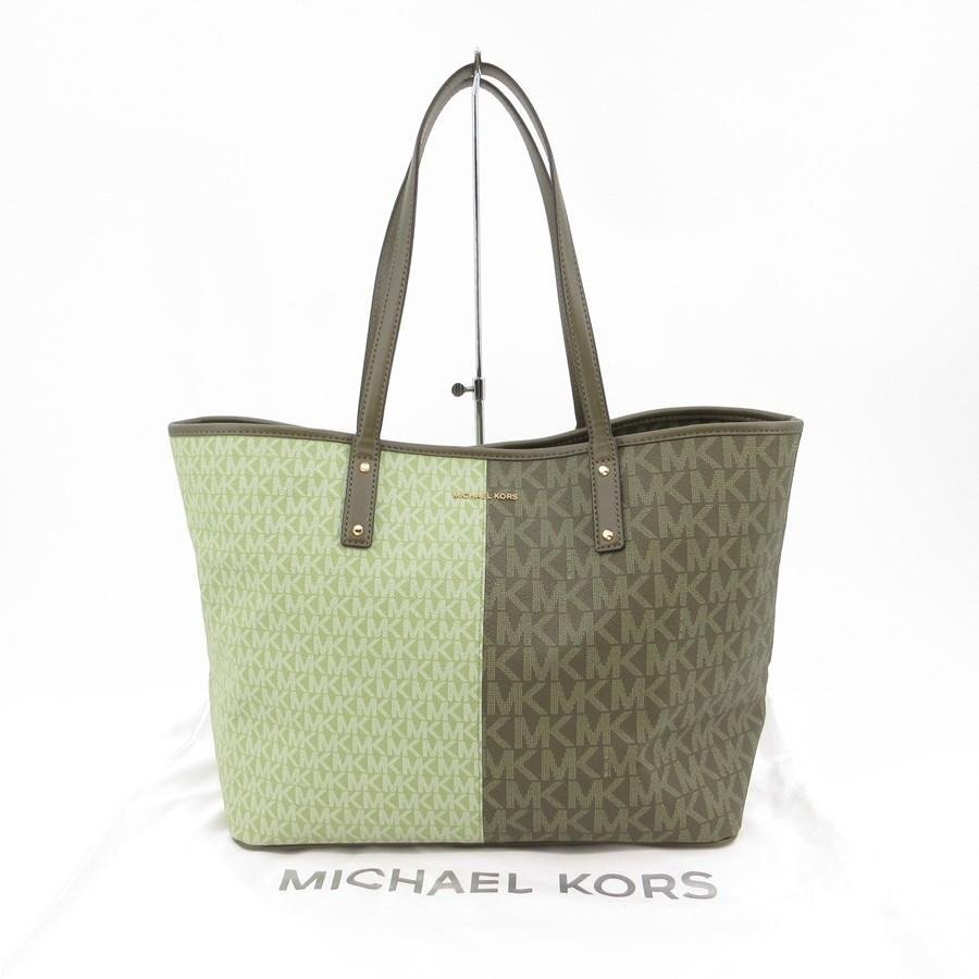 送料無料 超美品 マイケルコース MICHAEL KORS トートバッグ オープントート ラージ MKシグネチャー レディース拍卖